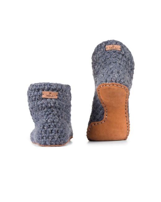 Kingdom of Wow Blue Comfortable Wool Boot Slippers For