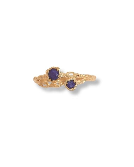 Claire Hill Designs White Twisted Branch Lapis Lazuli Ring