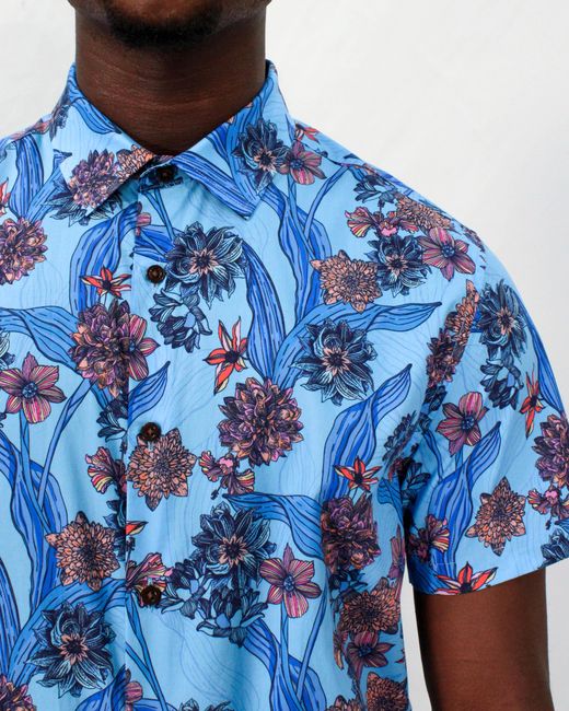 Lords of Harlech Blue Scott Ocean Floral Shirt for men