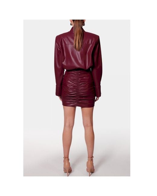 AGGI by HALEWSKI Purple Ruth Burgundy Wine Vegan Leather Mini Skirt