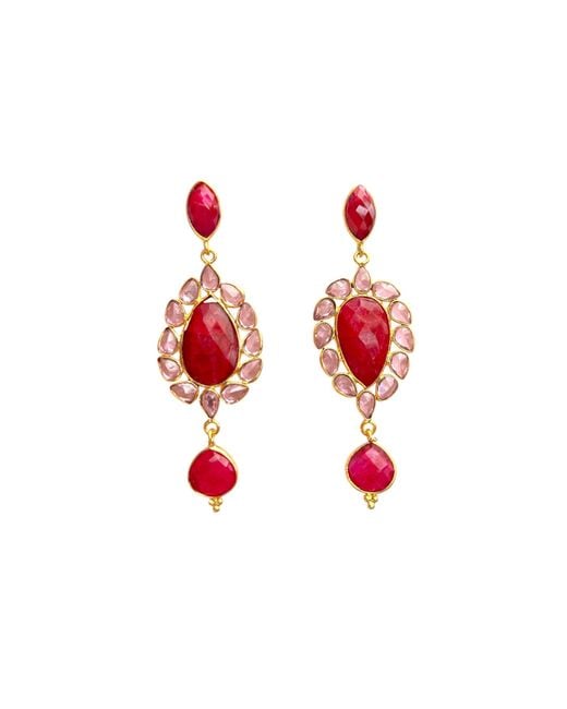 Magpie Rose Red Theia Ruby Drop Earrings