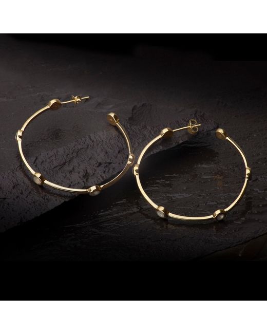 The Jewellery Store London Metallic Open Hoop Earrings With Moonstones