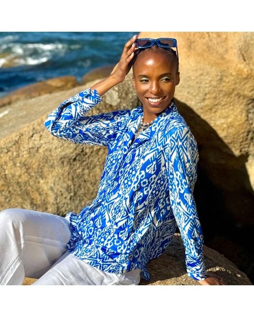 Beatrice von Tresckow Blue Ikat Print Santorini Shirt