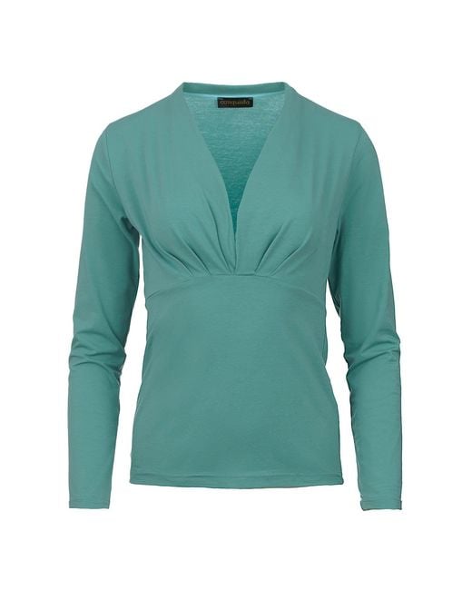 Conquista Green Mint Long Sleeve Faux Wrap Top