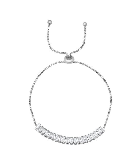 Kylie Harper Metallic Petite Baguette-Cut Diamond Cz Adjustable Bracelet