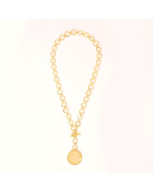 Lila Rasa Metallic Sparkling Crystal Pendant With Loop Chain & T Lock