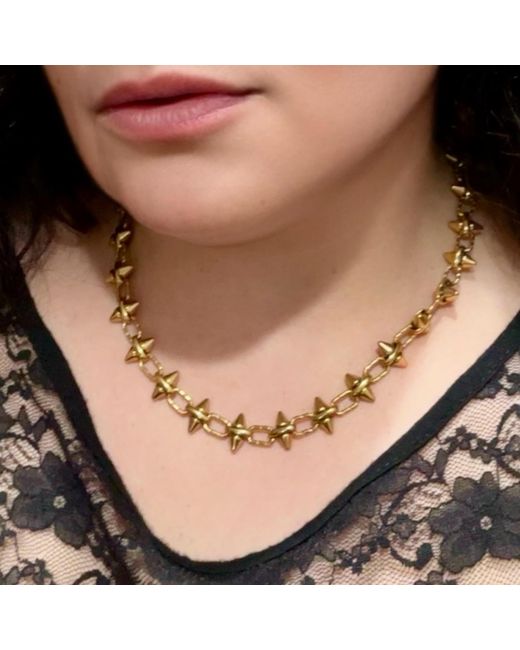 Jagged Halo Jewelry Metallic Barbie Chain Necklace Rhodium