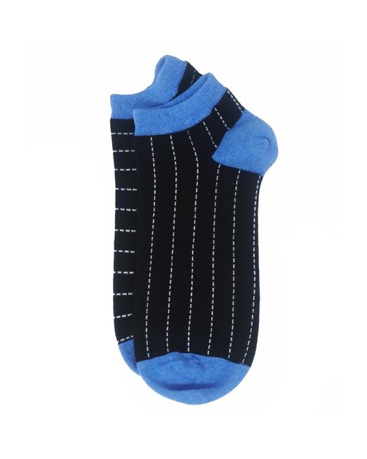Peper Harow - Made in England Blue Thin Stripe & Dash Trainer Socks Bundle for men
