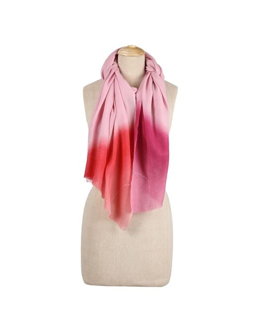 Heritagemoda Red Ombré Rose Blush Wool Scarf