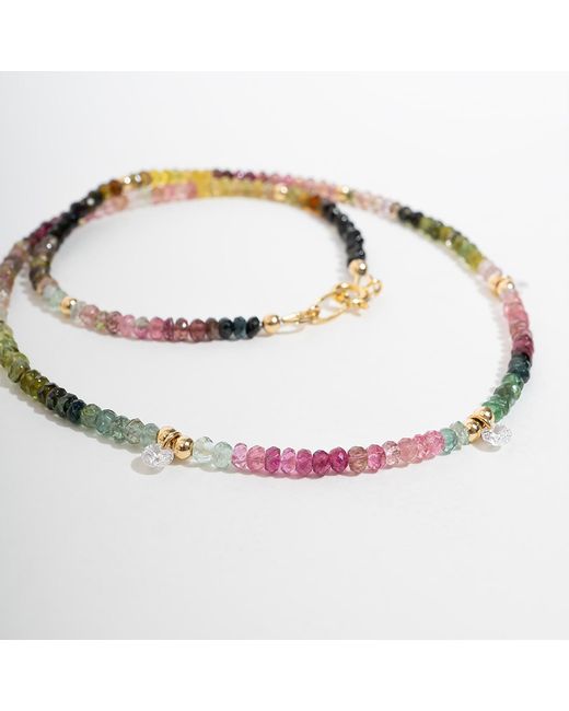 Kate Koel Metallic Watermelon Tourmaline Beaded Necklace