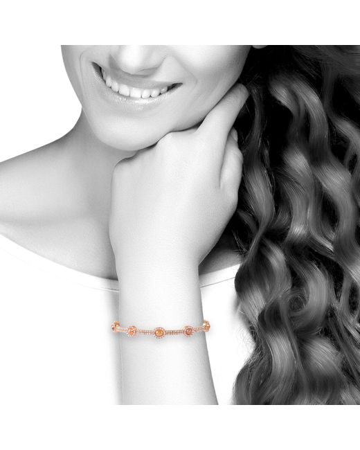 Artisan Pink Rose Ice Diamond & Diamond Halo Bangle Bracelet