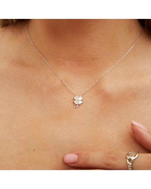 Spero London Metallic Four Leaf Clover Sterling Necklace
