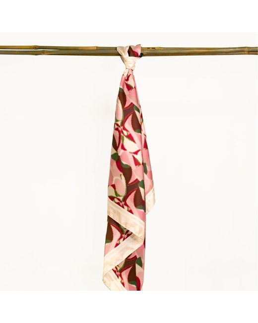 Lamberty Munich Pink Neutrals Blurry Seas Retro Rose Midi Silk Scarf