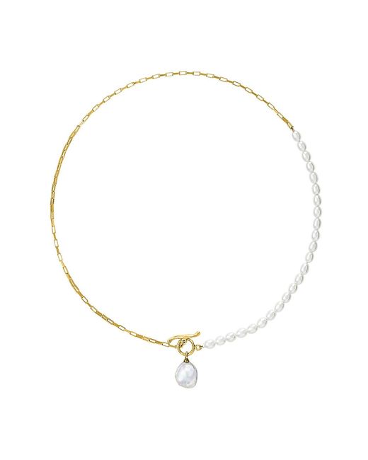 Dower & Hall Metallic Keshi Charm Drop Pearl Luna Necklace