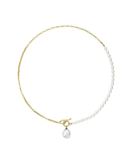 Dower & Hall Metallic Keshi Luna Pearl Drop Chain Necklace