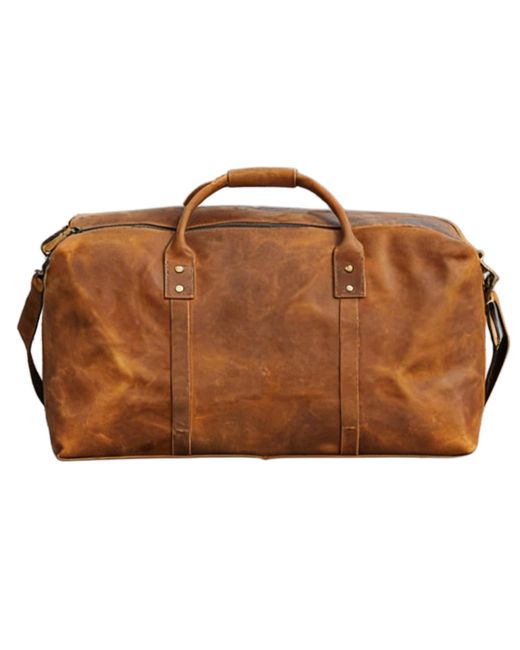 Touri Brown Genuine Leather Luggage Travel Bag for men