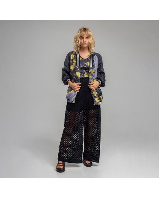 ARTISTA Blue Diana V-Neck Zipped Long Bomber Jacket