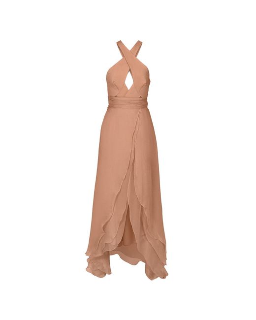 Anse Victorin Brown Tiara Silk Dress