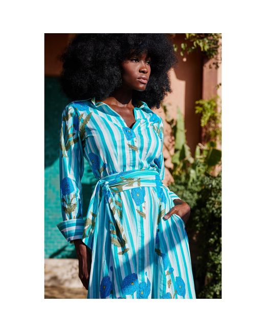 At Last Blue Cotton Marigold Dress