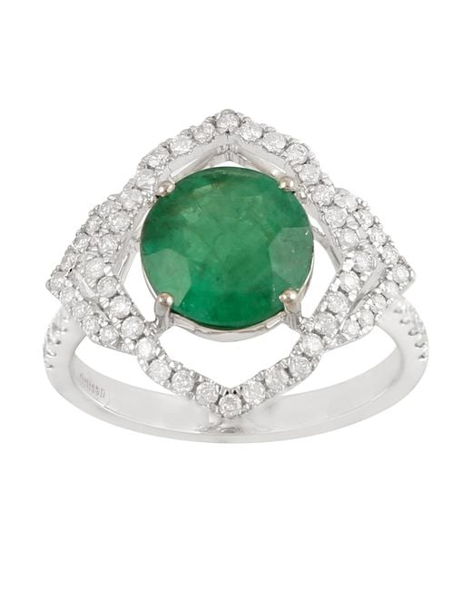 Artisan Green Emerald And Diamond Halo Ring