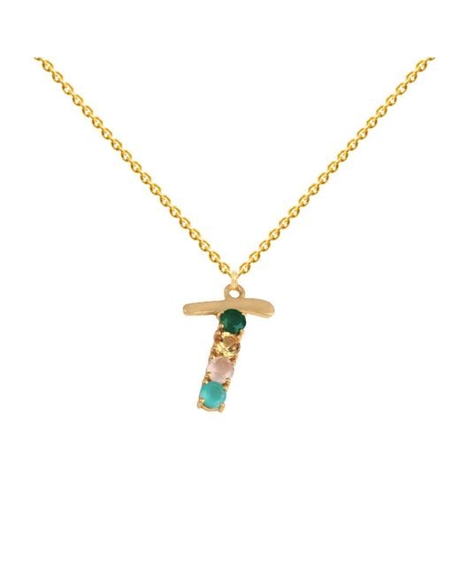 Lavani Jewels Metallic Multicolored Initial T Necklace