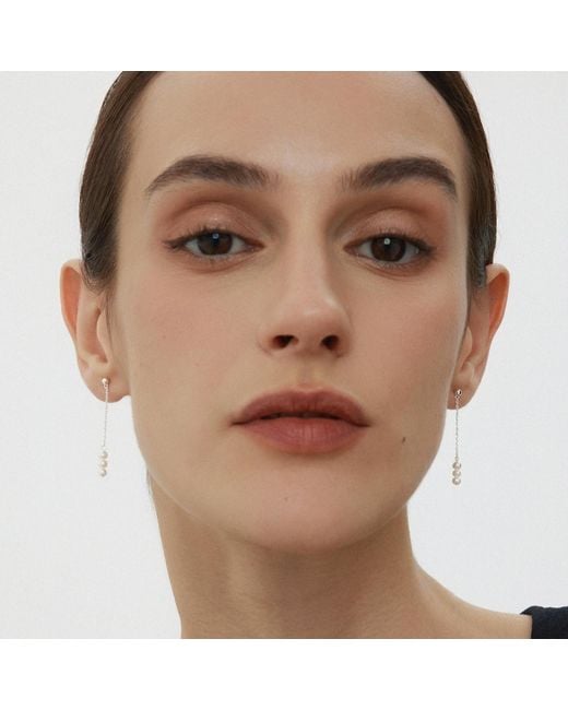 Vanhi White Eden Trio Pearl Drop Earrings
