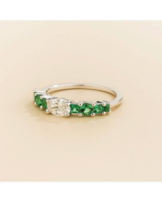 Juvetti Green Petra Ring Set With Diamond & Emerald