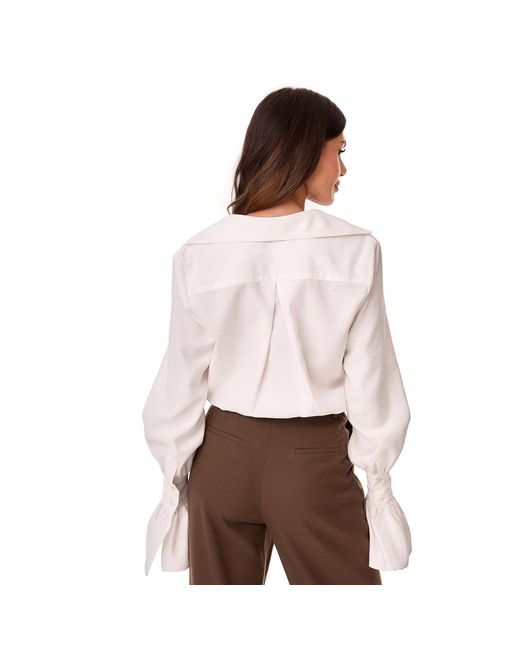 Mandragora White Neutrals Ecru Cotton Shirt With Decorative Cuffs – Carmen