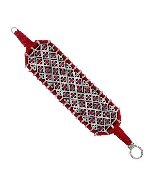Artisan Red Ruby & Diamond Statement Bracelet