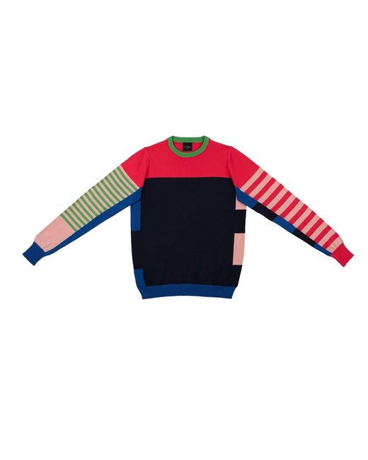 Lo Neel Red Céline Color-Bloc Stripes Sweater for men