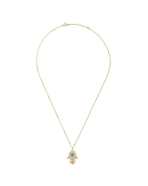 Latelita London Metallic Hamsa Hand Filigree Opal Pendant Necklace