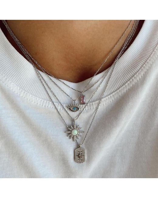 Spero London Metallic Opal Sun Sterling Necklace Earring & Bracelet Set