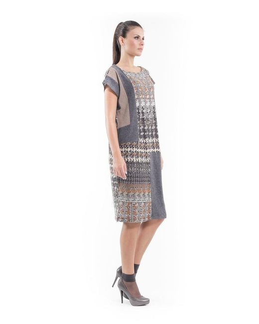Conquista Brown Patterned Sweater Dress Anthracite