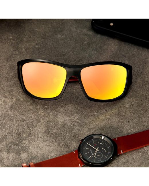 Breed Yellow Aquarius Polarized Tr90 Wrap Sunglasses for men