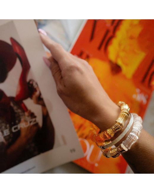 Gold & Honey Metallic Bamboo Bangle Bracelet