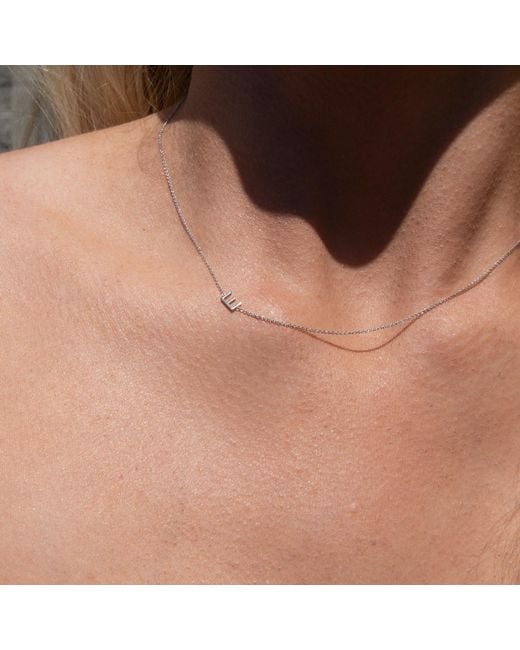 Maya Brenner Metallic 14k Gold Asymmetrical Letter Necklace - White Gold - 16" |