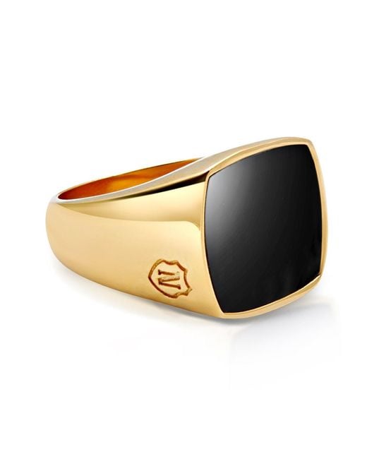 Nialaya Multicolor Signet Ring With Onyx for men