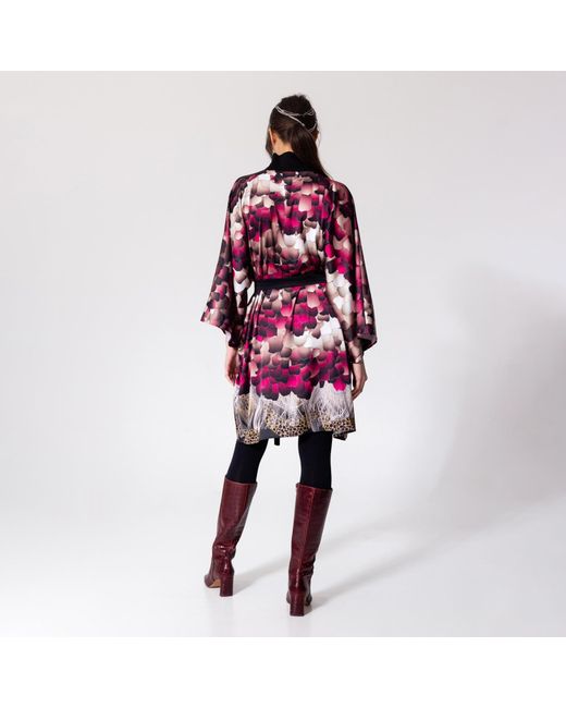 ARTISTA Red Feathers Silky Dress