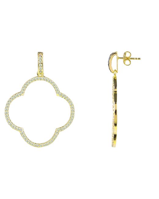 Latelita London Metallic Open Clover Large Drop Earrings Cz