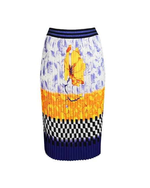 Lalipop Design Blue Colorful Digital Pleated Midi Skirt