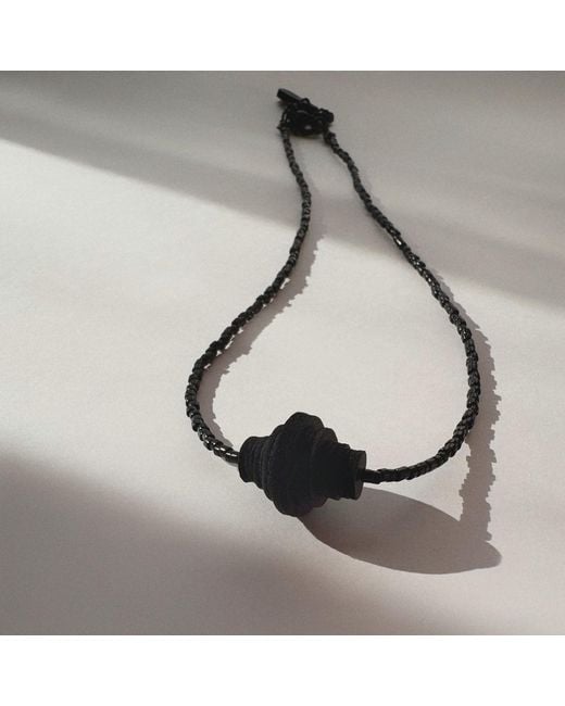 WAIWAI Black Node Beaded Leather Necklace