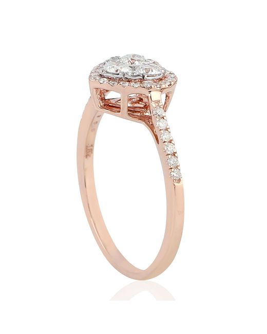 Artisan Multicolor Rose Gold White Diamond Heart Shape Ring