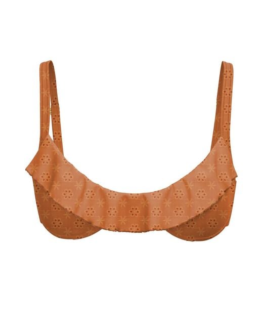 Blackbough Swim Brown Makayla Frilled Underwire Top Caramel Eyelet