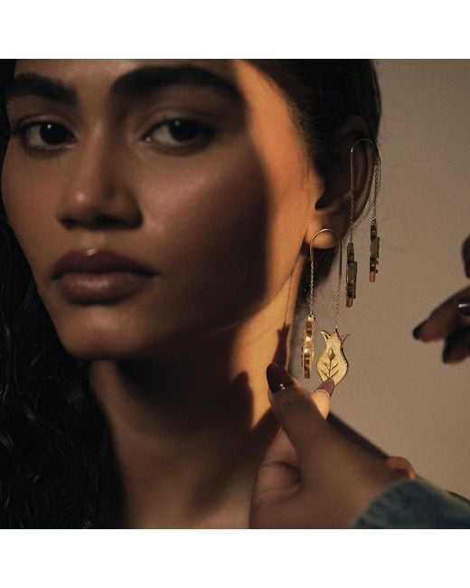Dhwani Bansal Metallic Amphora Earrings With Mother Of Pearl
