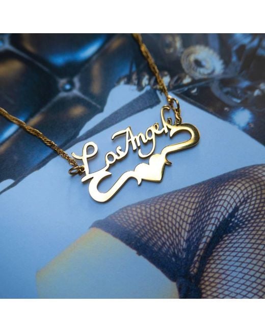 Black Cake Metallic City Of Angels Los Angeles Nameplate Necklace