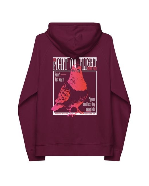 Anchor and Crew Red Burgundy Eight Fight Or Flight Club Editions Organic Cotton Hoodie for men