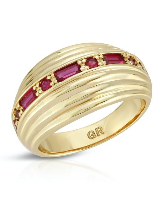 Glamrocks Jewelry Metallic Inner Light Dome Ring- Ruby