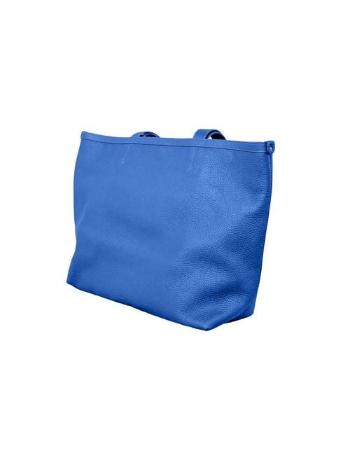 godi. Blue The Eva Handmade Leather Tote Bag