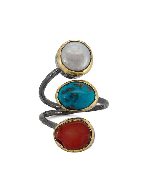 Ebru Jewelry Multicolor Triple Gemstone Sterling Ring