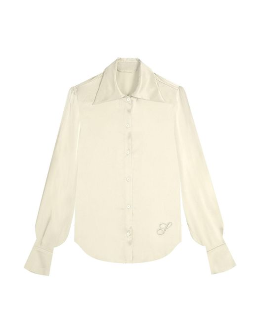 Silkinc Natural Neutrals Wide Collar Champagne Silk Shirt